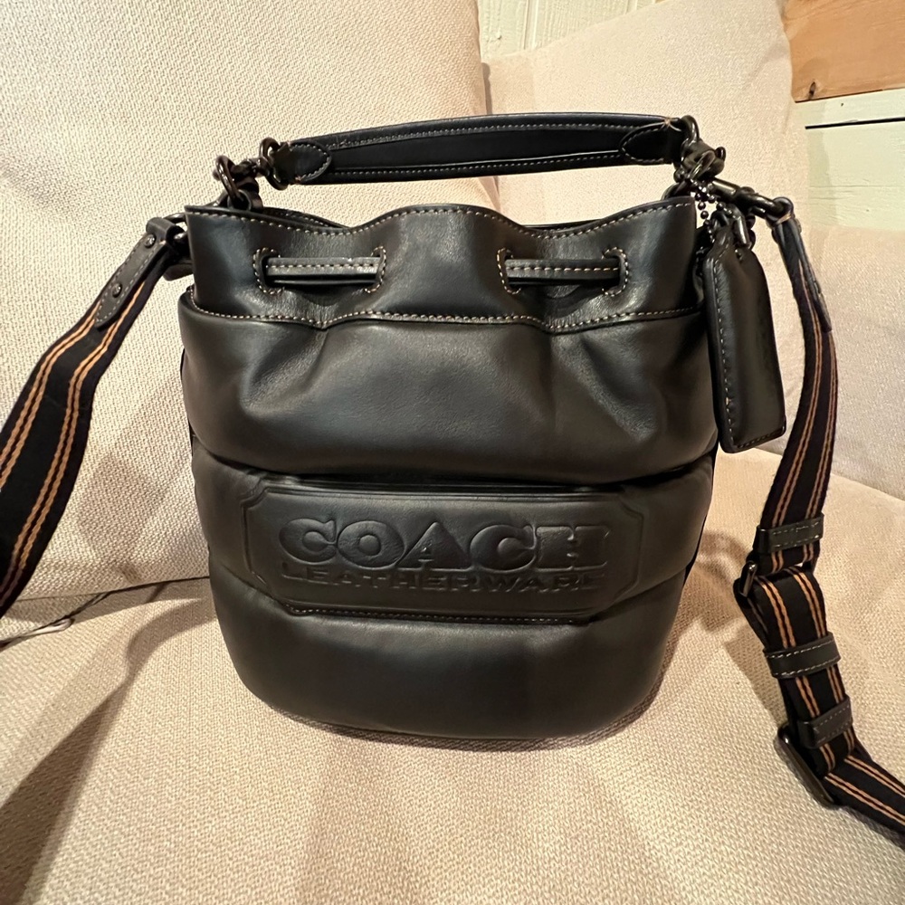Coach Field Quilted Leather Bucket Bag Black